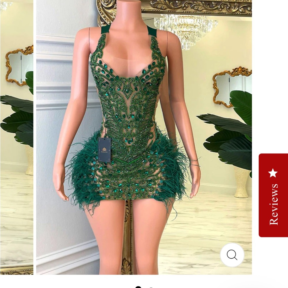 Elegant Green Embellished Dress